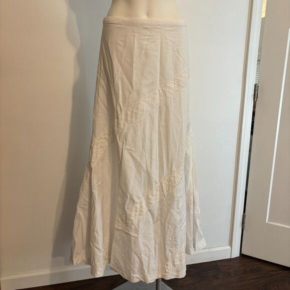 Saint Tropez West size 10 100% Linen Flowy Boho Neutral Maxi Skirt - Picture 1 of 9
